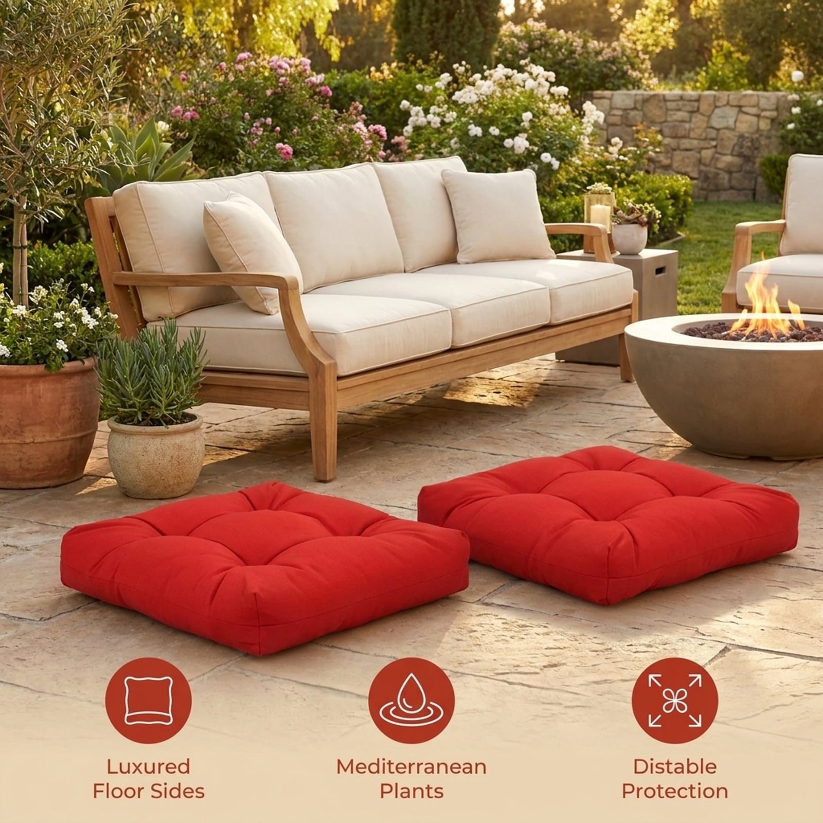 Biotree 21 Inch X 21 Inch Patio Chair Seat Cushion Pads for Indoor and Outdoor Comfortable Patio Chair Cushion PadRed