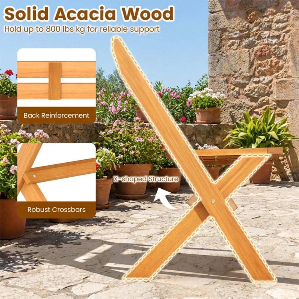 Biotree 2-Person Acacia Wood Patio Garden Bench with 800 Lbs Capacity Stackable Patio Chair for Garden BackyardNatural
