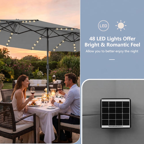 Biotree 15 ft Cantilever Patio Umbrella Offset Hanging with Cross Base, 8 Ribs - Multicolor for Backyard