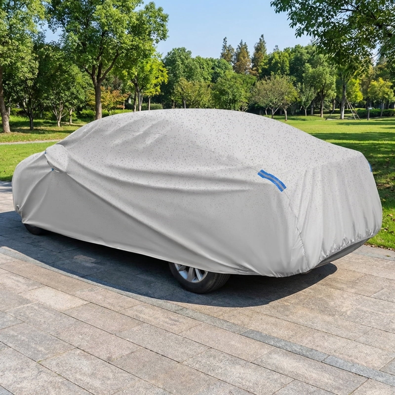Biotree Universal Fit Sedan Car Cover 193 Inch - All-Weather Waterproof & UV Protection Outdoor Automobile Cover with Windproof Straps, Soft Lining & Storage Bag for Chevrolet, Ford, Honda, Nissan
