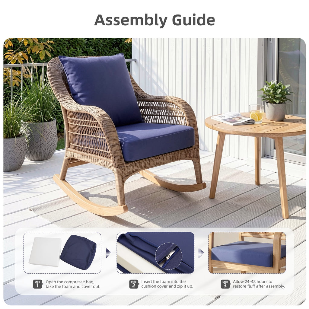 Biotree Outdoor Seat Cushions for Chairs,Waterproof Fade-Resistant Patio Furniture Replacement Cushions with Removable Cover,Blue