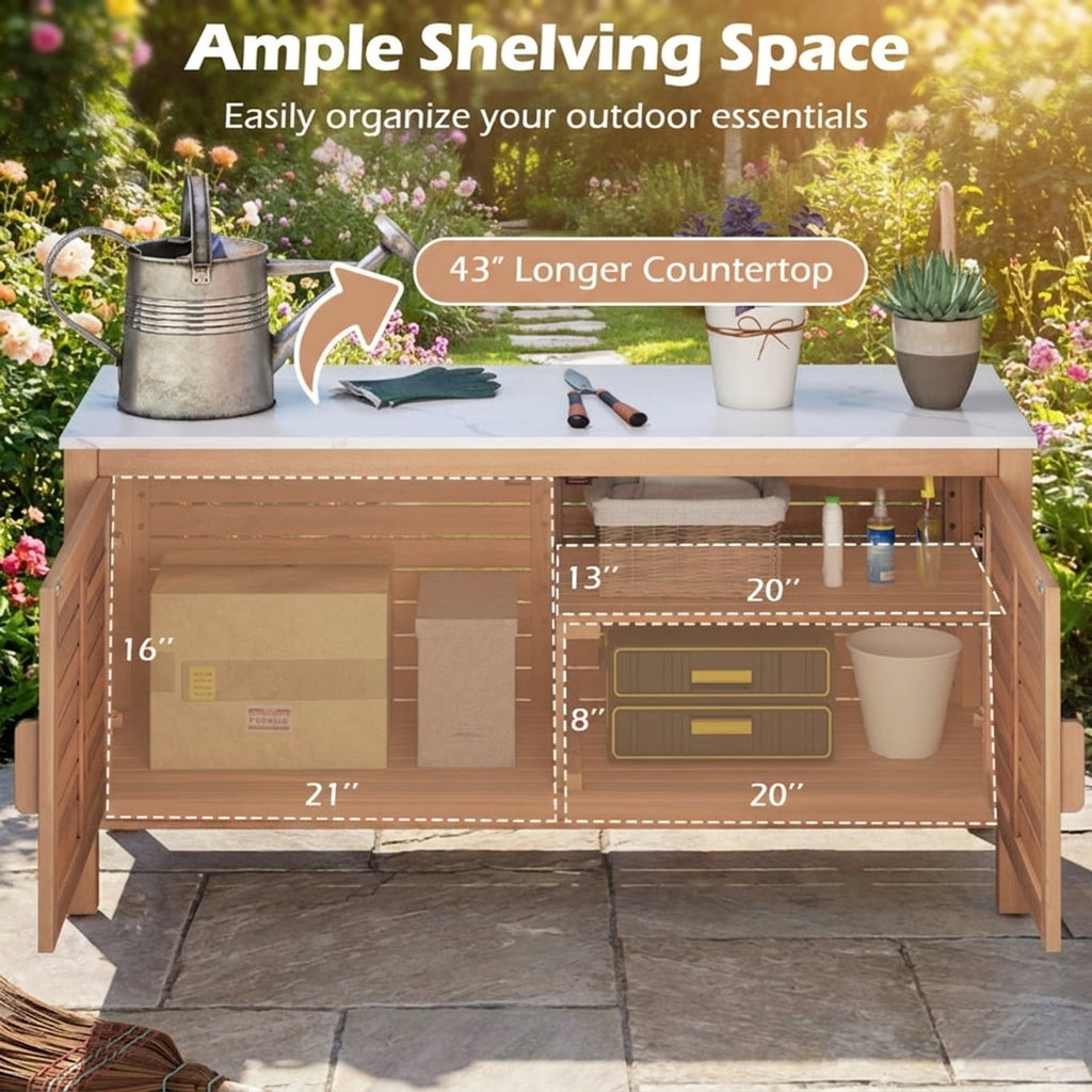 Biotree Patio Storage Cabinet 2 Outdoor Waterproof for Patio Deck Garden Cushions, Natural