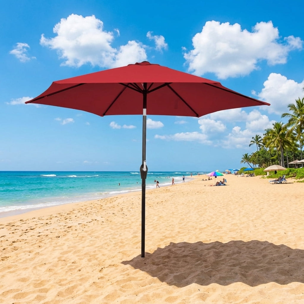 Biotree 10 Feet Outdoor Patio Umbrella with Tilt Adjustment and Crank-Dark Red Beige/Dark Red/Tan/Orange/Blue/Gray/Navy
