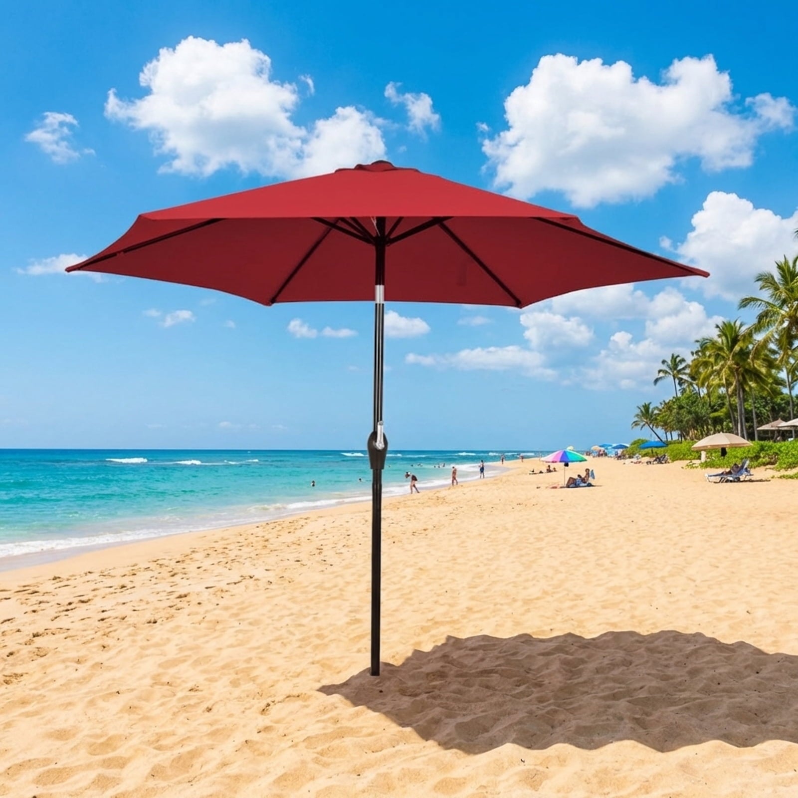 Biotree 10 Feet Outdoor Patio Umbrella with Tilt Adjustment and Crank-Dark Red Beige/Dark Red/Tan/Orange/Blue/Gray/Navy