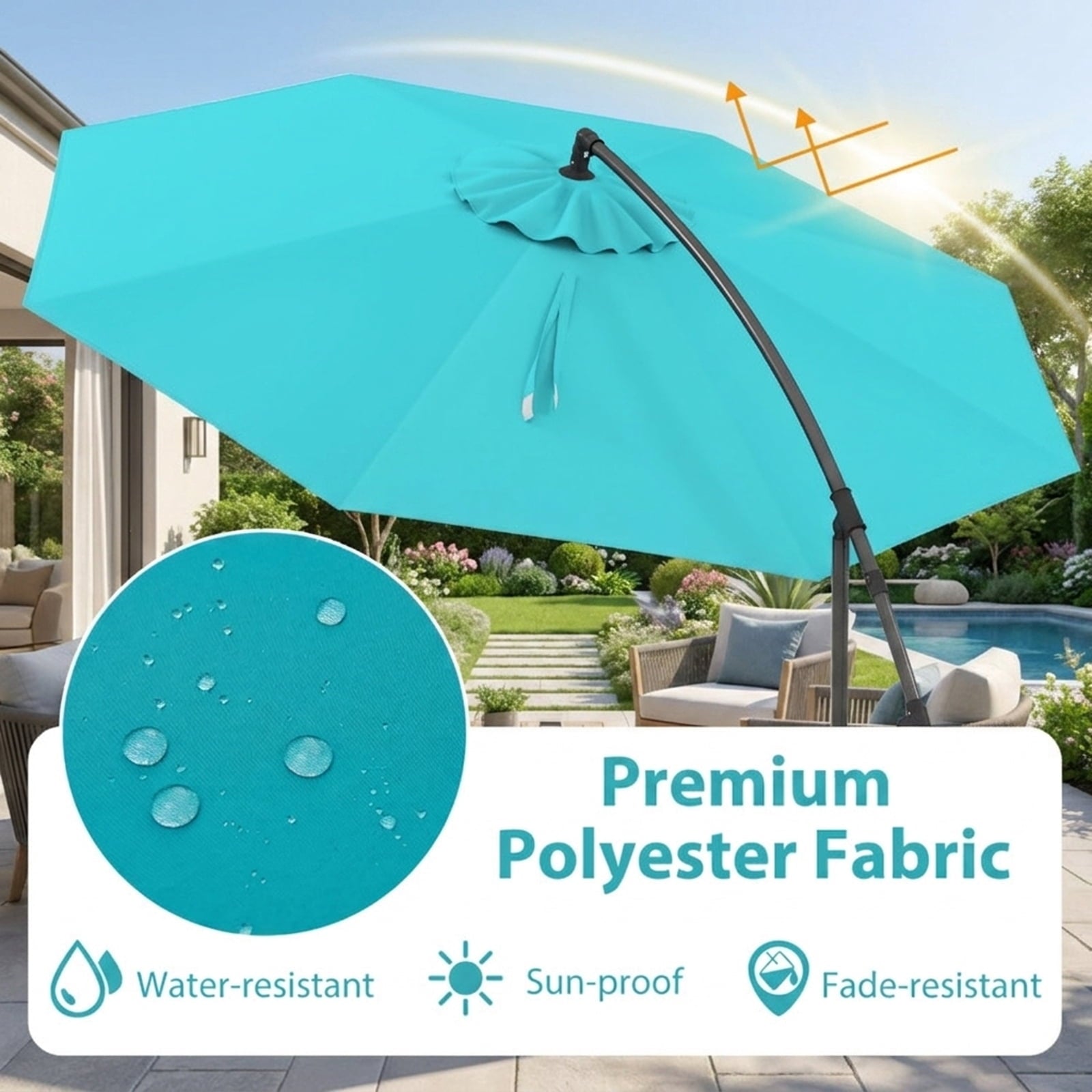 Biotree 10 ft Cantilever Patio Umbrella Offset Hanging with Cross Base, 8 Ribs - Multicolor for Backyard
