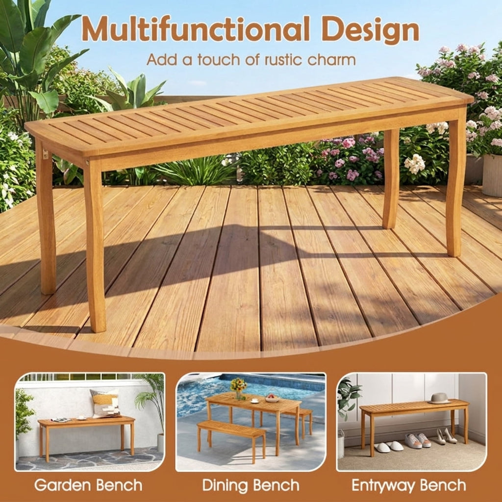 Biotree Acacia Wood Outdoor 48 Long Patio Dining Bench-1 Pieces Stackable Patio Chair for Garden BackyardNatural