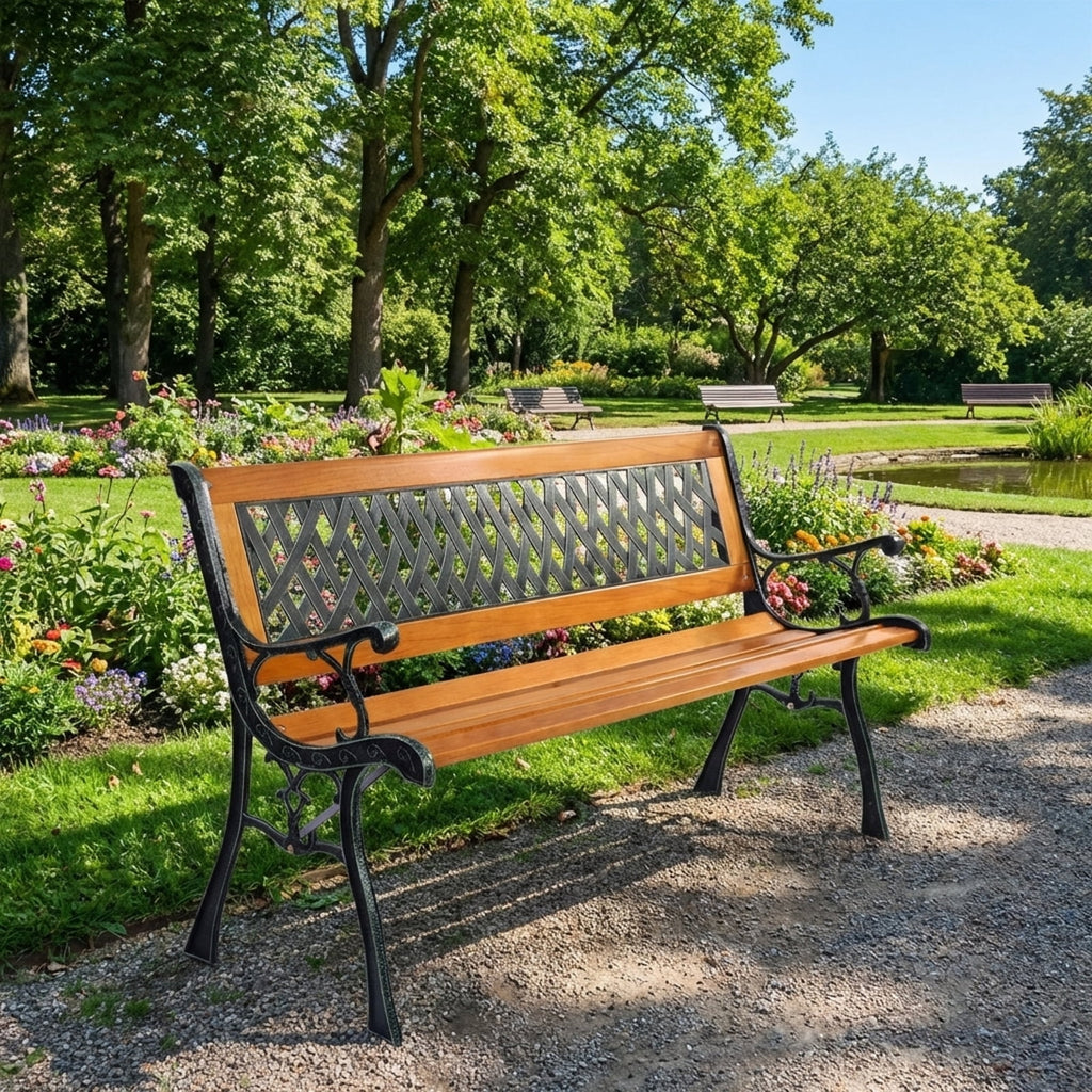 Biotree Outdoor Cast Iron Patio Bench 49.5 In