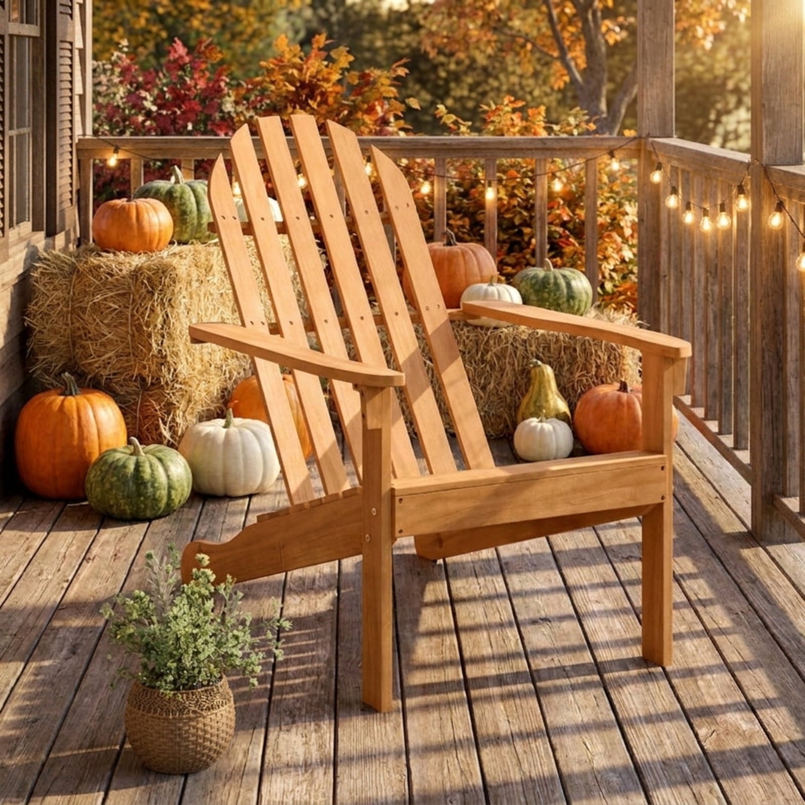 Biotree Acacia Wood Outdoor Adirondack Chair with Ergonomic Design Stackable Patio Chair for Garden BackyardNatural
