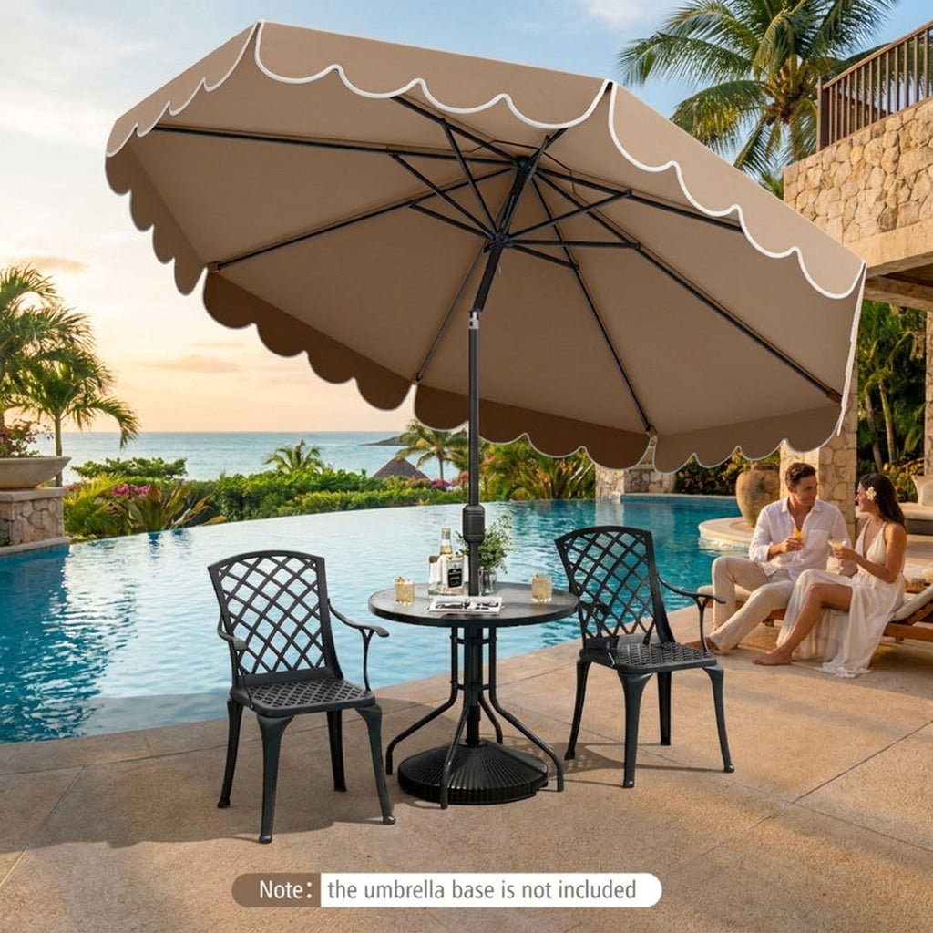 Biotree 10 ft Market Patio Umbrella with Crank and Tilt, 8 Sturdy Ribs, Vented Canopy - Beige for Backyard