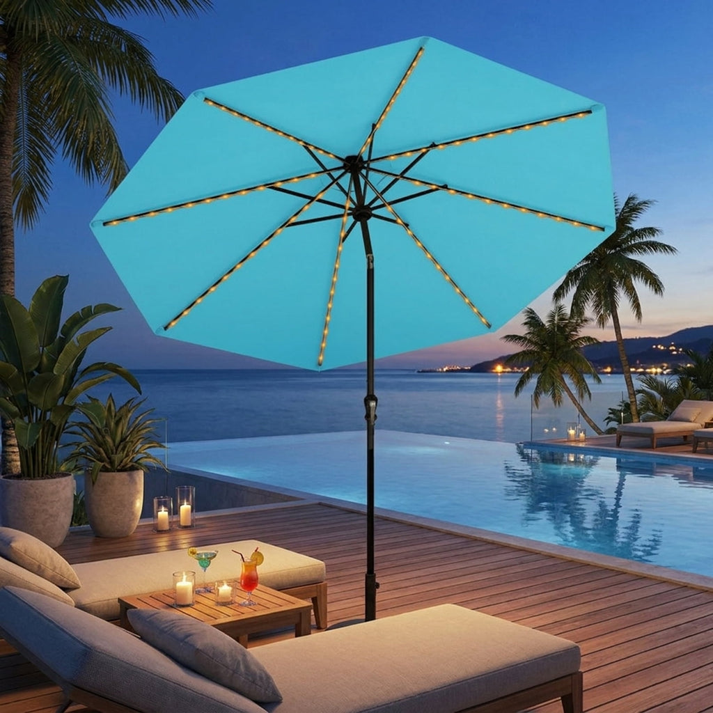 Biotree 10 ft Market Patio Umbrella with Crank and Tilt, 8 Sturdy Ribs, Vented Canopy - Multicolor for Backyard