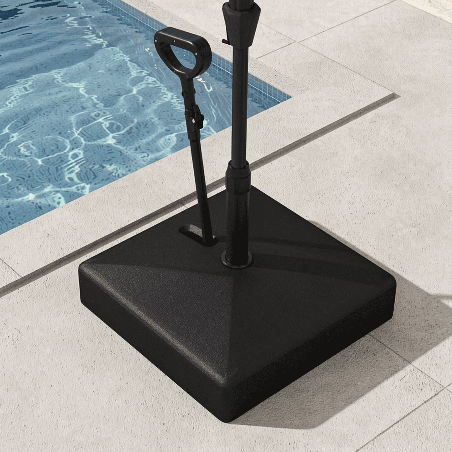 Biotree Mobile Patio Umbrella Base Water Sand Fillable Market Table Umbrella Stand with 3 Wheels-Black