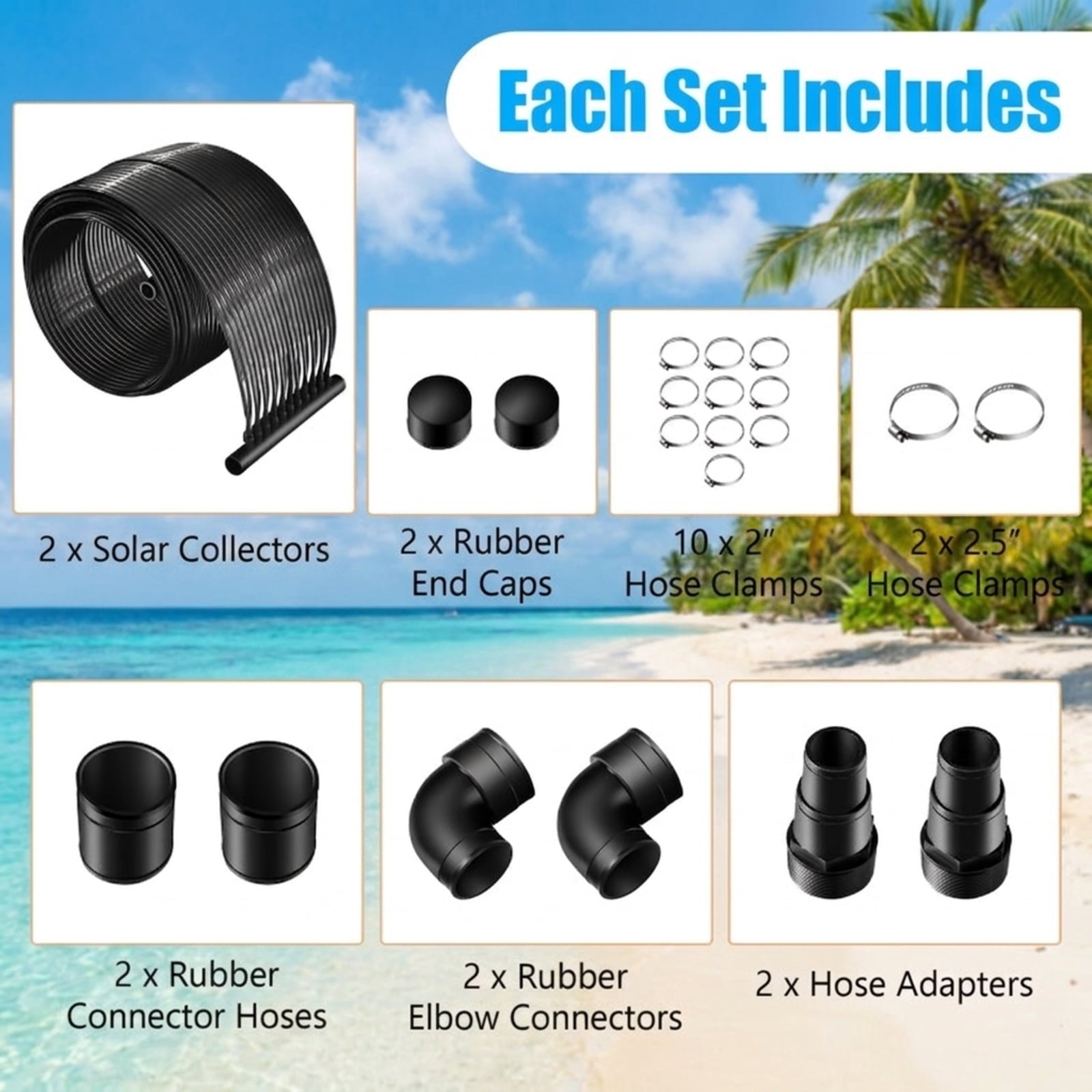 Biotree 2 Pieces 10/16.4/20 Feet Weatherproof Solar Swimming Pool Heating System 20 ft Set for Garden Yard Lawn Watering Outdoor, Black