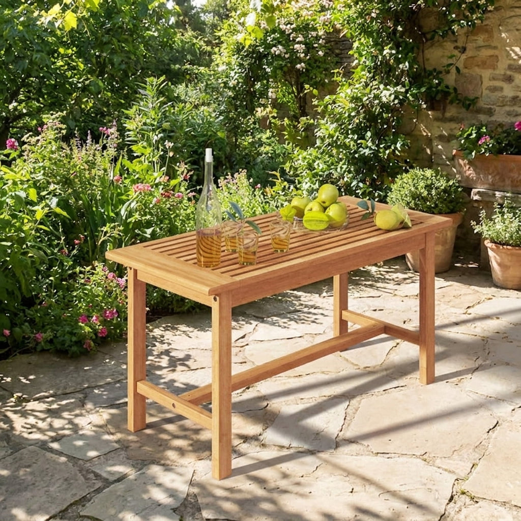Biotree Patio Coffee Table 36 Inch Rectangular Outside Side Table with Slatted Tabletop, Natural
