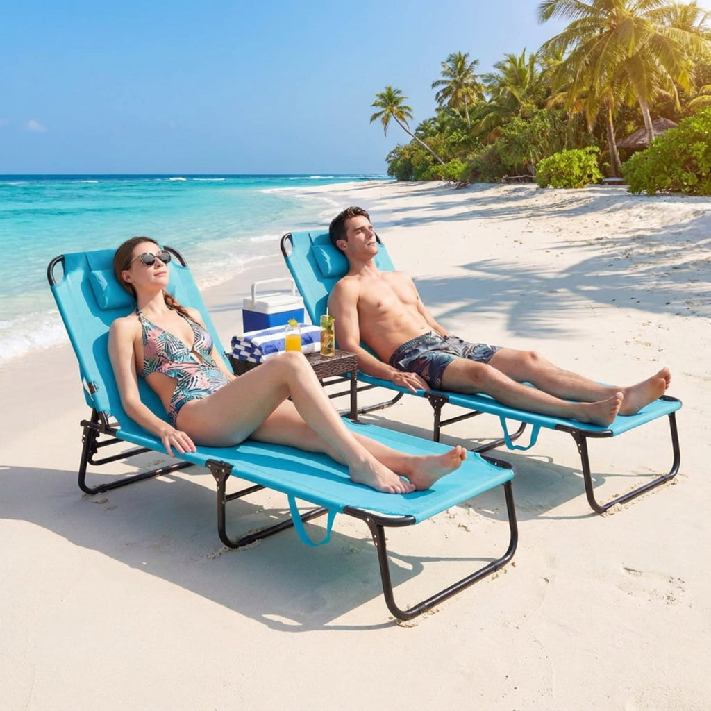 Biotree Beach Chaise Lounge Chair with Face Hole and Removable Pillow Stackable Patio Chair for Garden BackyardTurquoise
