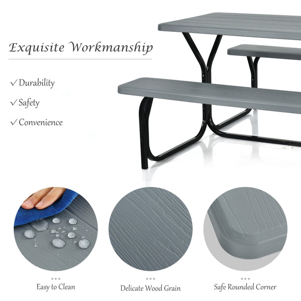 Biotree Picnic Table Bench Set for Outdoor Camping, Gray