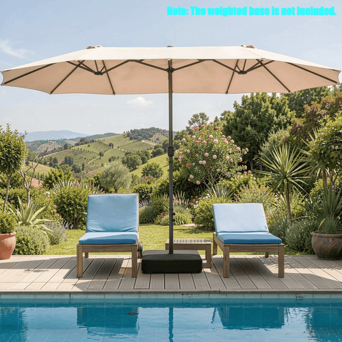 Biotree 15 Feet Patio Double-Sided Umbrella with Hand-Crank System-Beige Multi-color - Outdoor Patio Garden Sun Shade