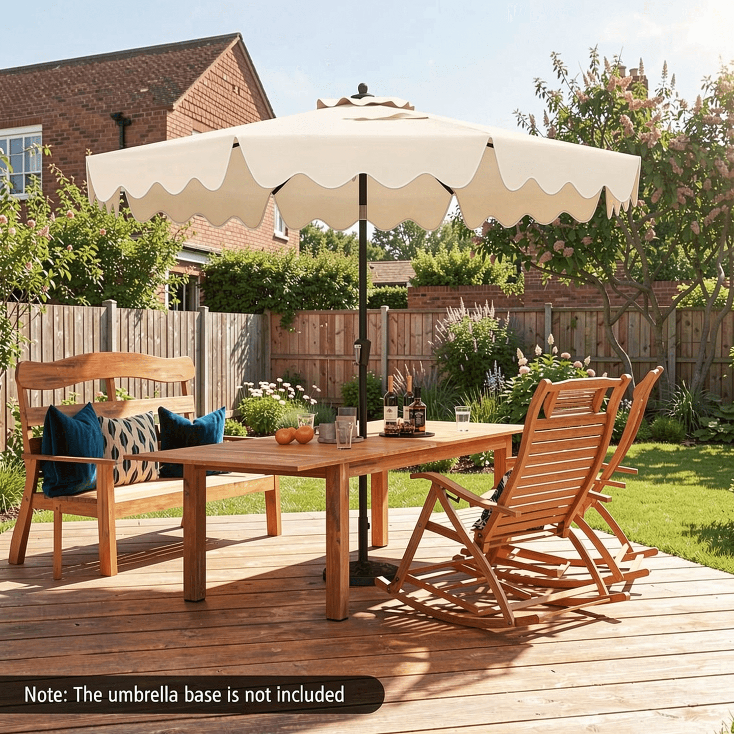 Biotree 9 Feet Patio Umbrella with Crank Handle and Push Button Tilt-Beige - Outdoor Patio Garden Sun Shade