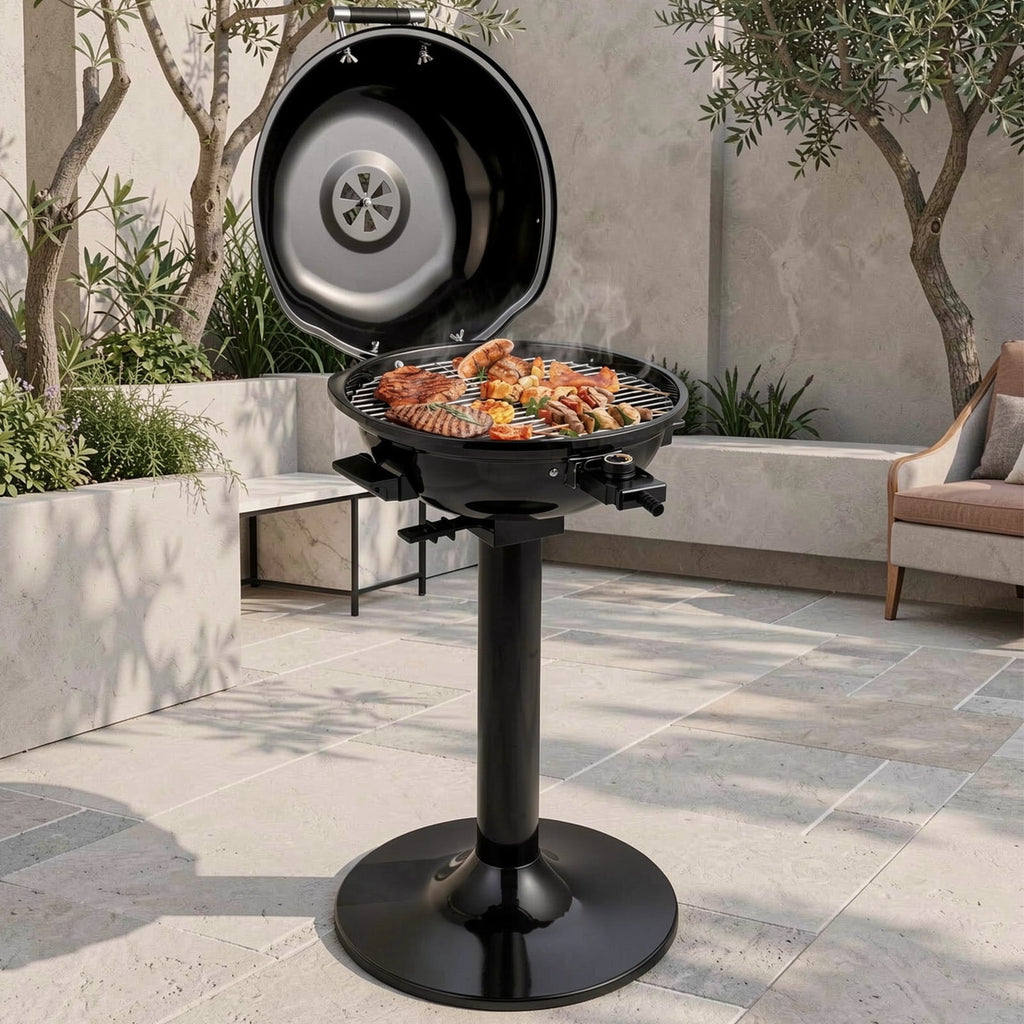 Biotree 1600W Electric BBQ Grill with Removable Non-Stick Warming Rack Outdoor Cooking Patio Summer Party