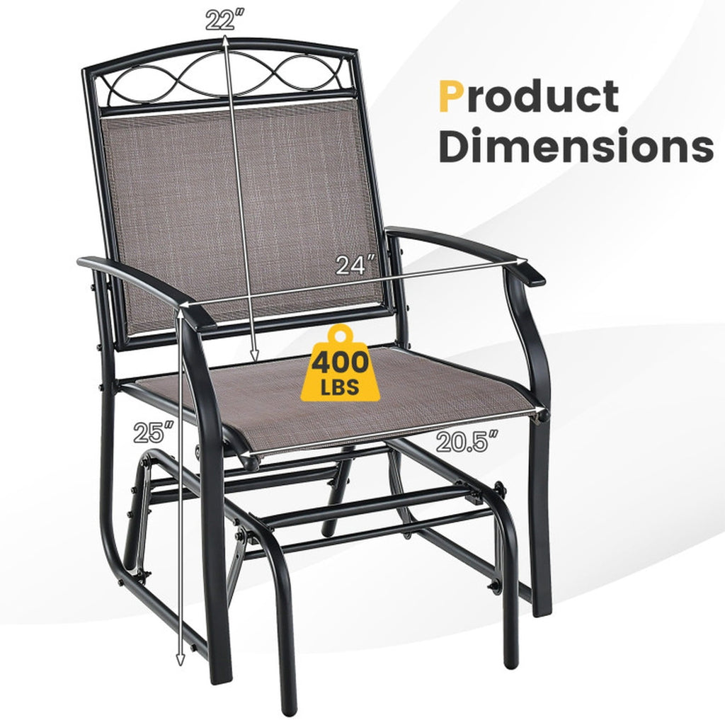 Biotree Set of 2 Outdoor Metal Glider Armchairs with Weather Stackable Patio Chair for Garden Backyardresistant Fabric