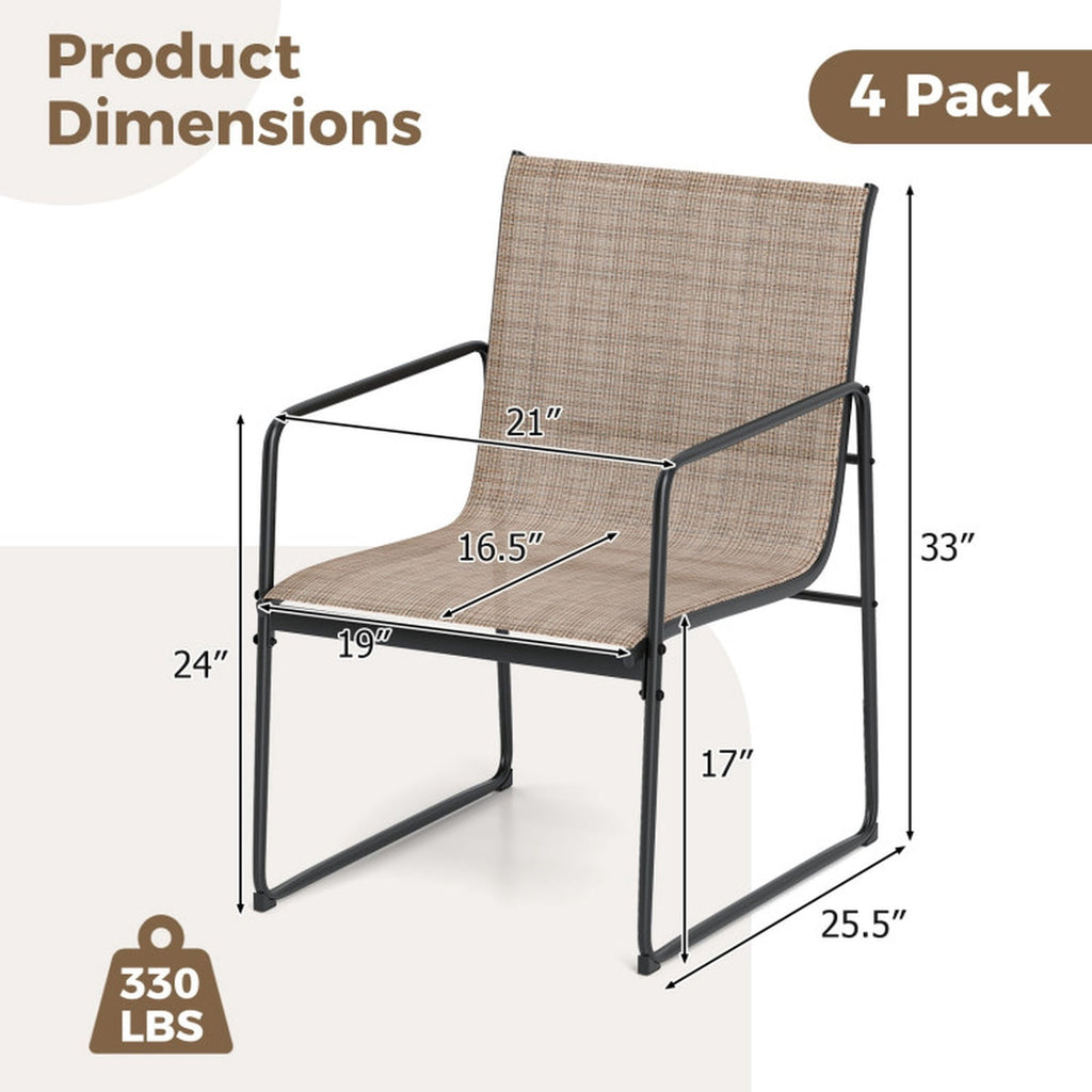 Biotree Outdoor Dining Chairs Set of 4 Patio Furniture Chair with Breathable Seat and BackrestBrown