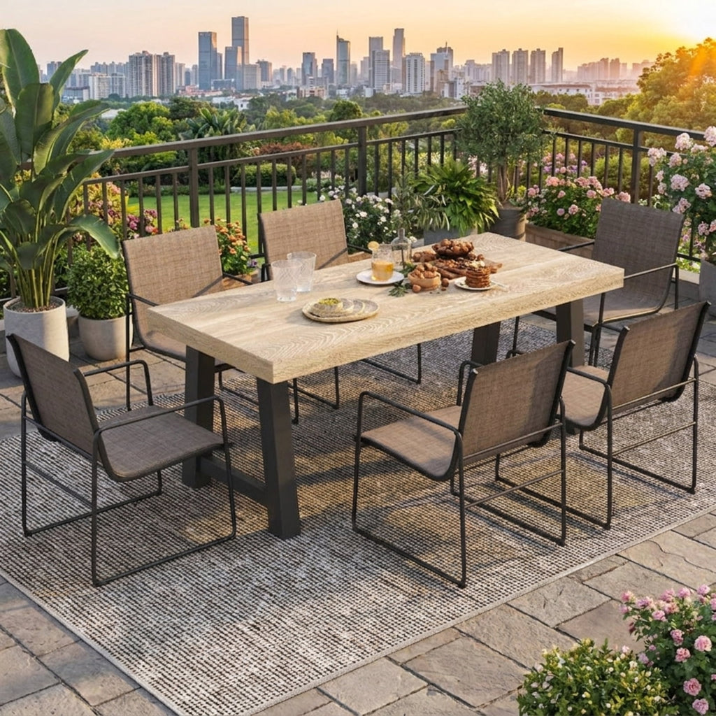 Biotree Outdoor Dining Chairs Set of 4 Patio Furniture Chair with Breathable Seat and BackrestBrown