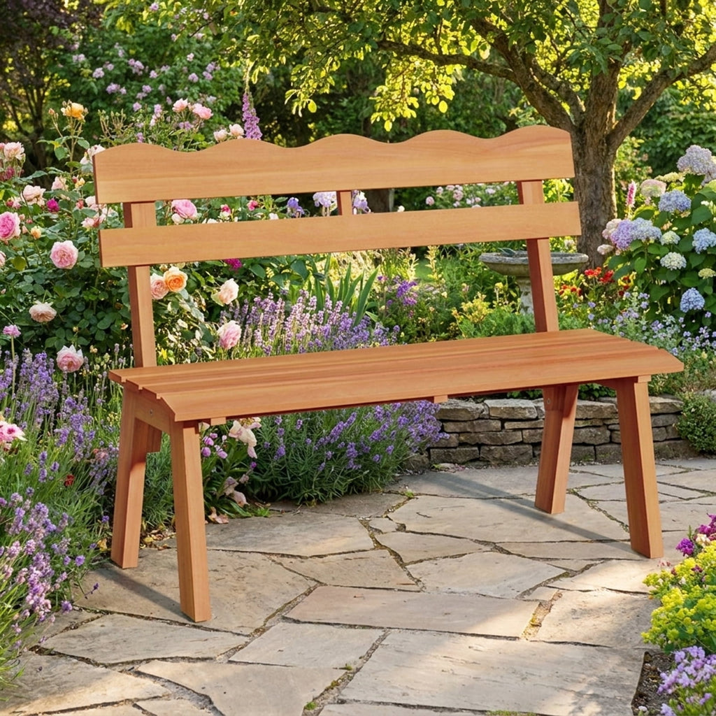 Biotree Outdoor Acacia Wood Garden Bench with 800 Lbs Weight Capacity Stackable Patio Chair for Garden BackyardNatural