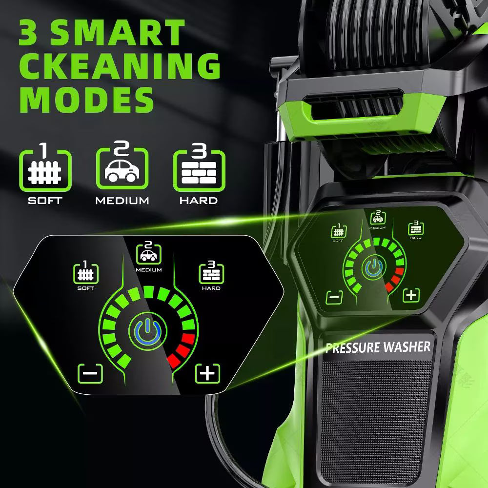 Biotree 5000 PSI Electric Pressure Washer 3.2 GPM Power Washer with Adjustable Pressure Control Panel ,Foam Cannon, 4 Spray Nozzles for Car Driveway Patio Home Cleaning, Orange, Green