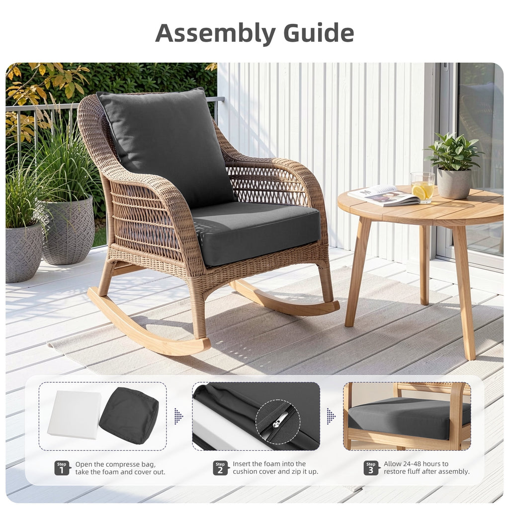 Biotree Outdoor Seat Cushions for Chairs,Waterproof Fade-Resistant Patio Furniture Replacement Cushions with Removable Cover,Gray