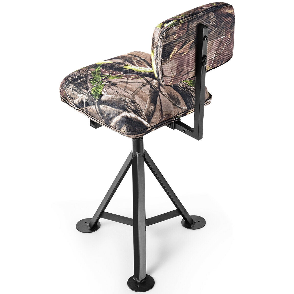Biotree Folding 360 Degree Swivel Camping Stool with Detachable Backrest and Adjustable Height Tripod Hunting Chair, Camouflage