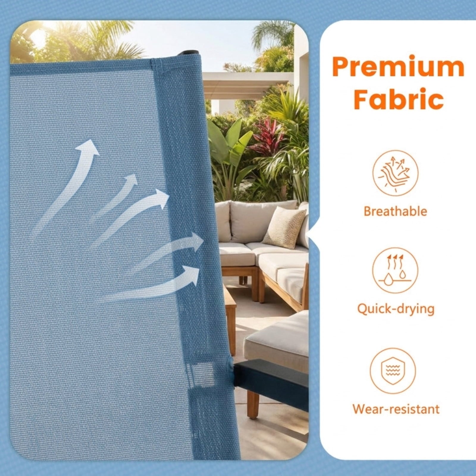 Biotree 2 Set of Patio Dining Chair with Armrests and Metal Frame Stackable Patio Chair for Garden BackyardBlue