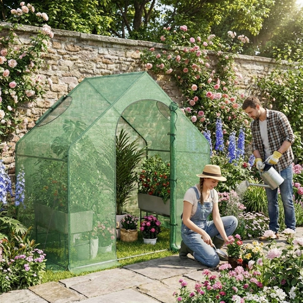 Biotree Portable Outdoor Warm House with PE Cover and Roll for Outdoor Garden Backyard Patio Vegetables Flowers, Green