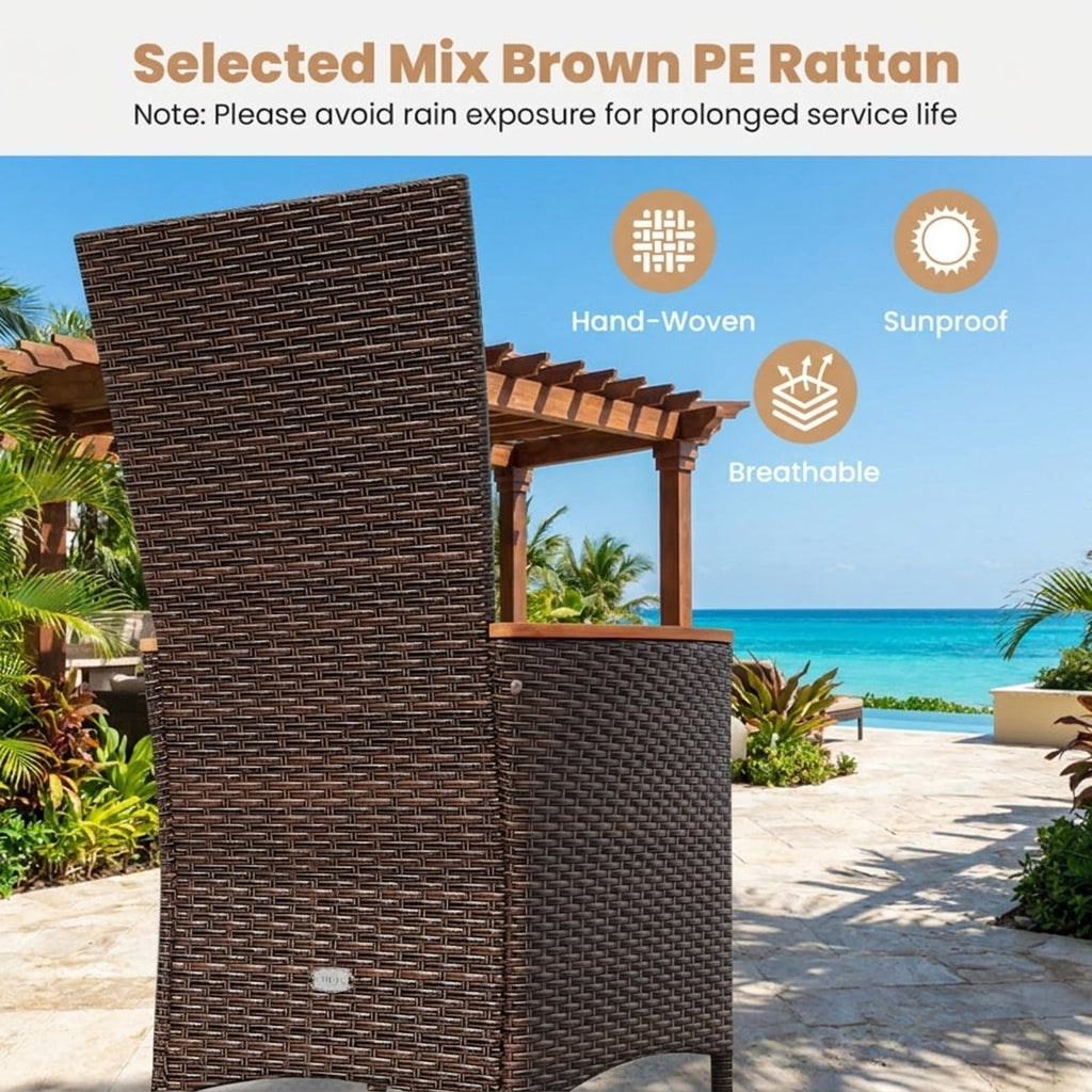 Biotree Patio Rattan Chairs Set of 2 Outdoor Wicker Dining Chairs with High Backrest Stackable Patio Chair for Garden BackyardBeige