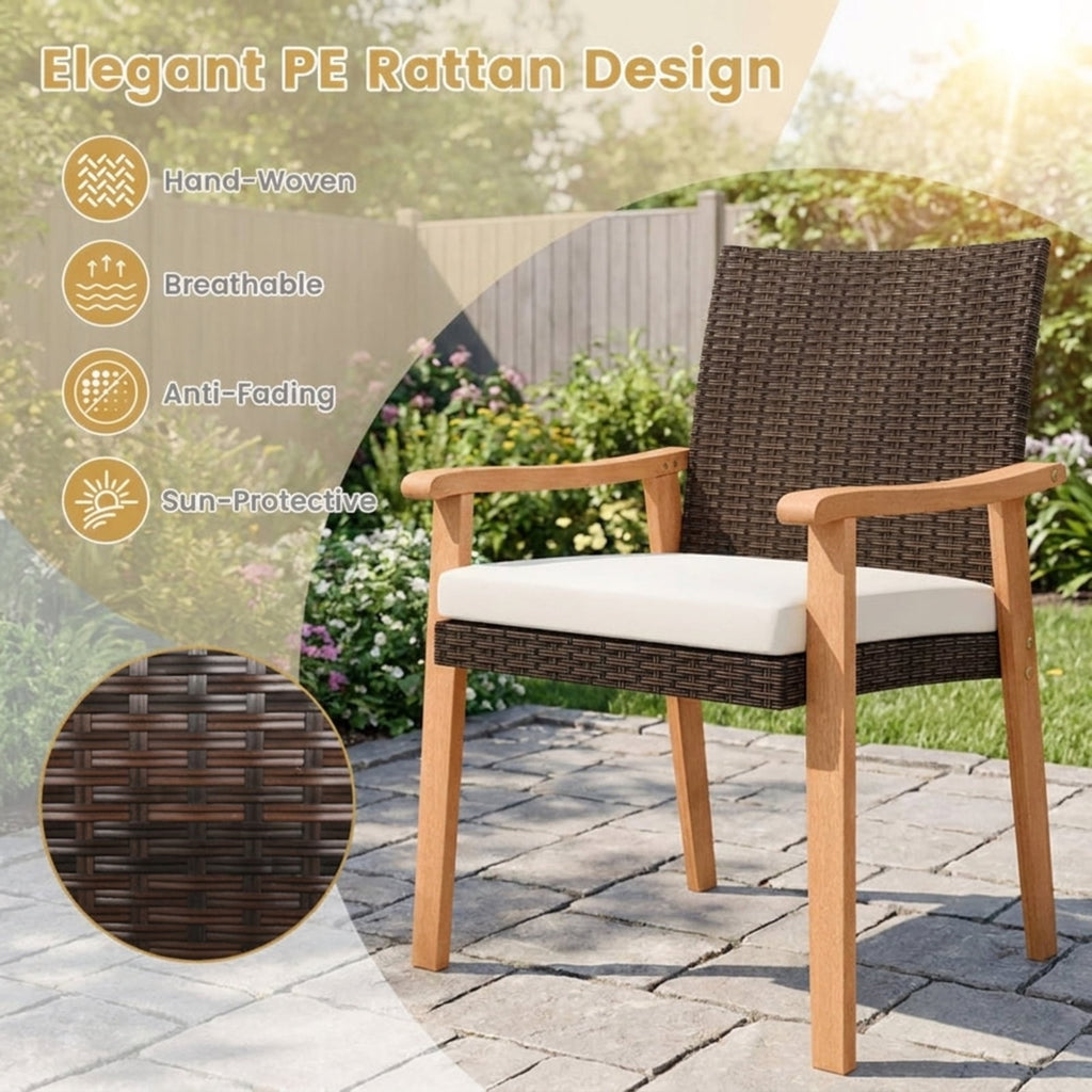 Biotree 2 Pcs Patio Chairs Outdoor Dining Chair with Armrest Stackable Patio Chair for Garden BackyardBeige