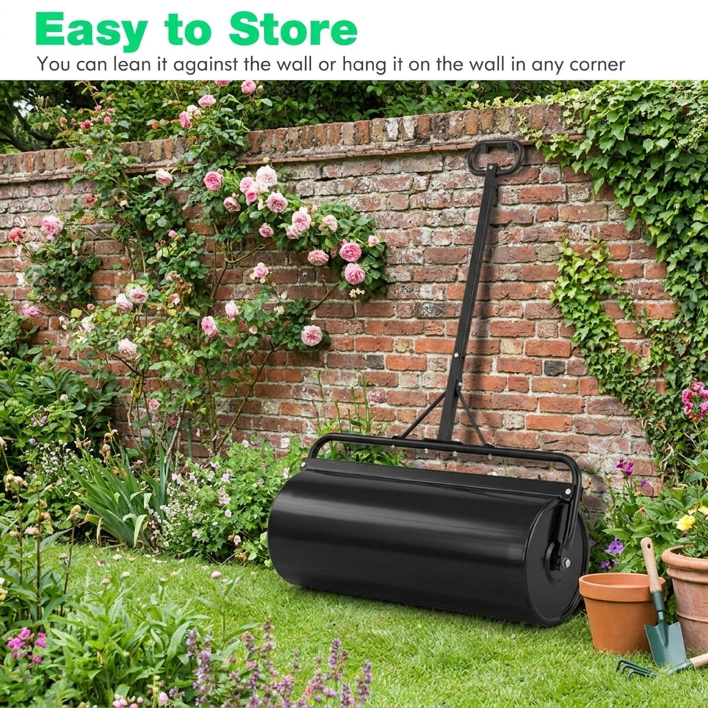 Biotree 39 Inch Wide Push/Tow Lawn Roller for Lawn Garden Yard Soil Care, Black