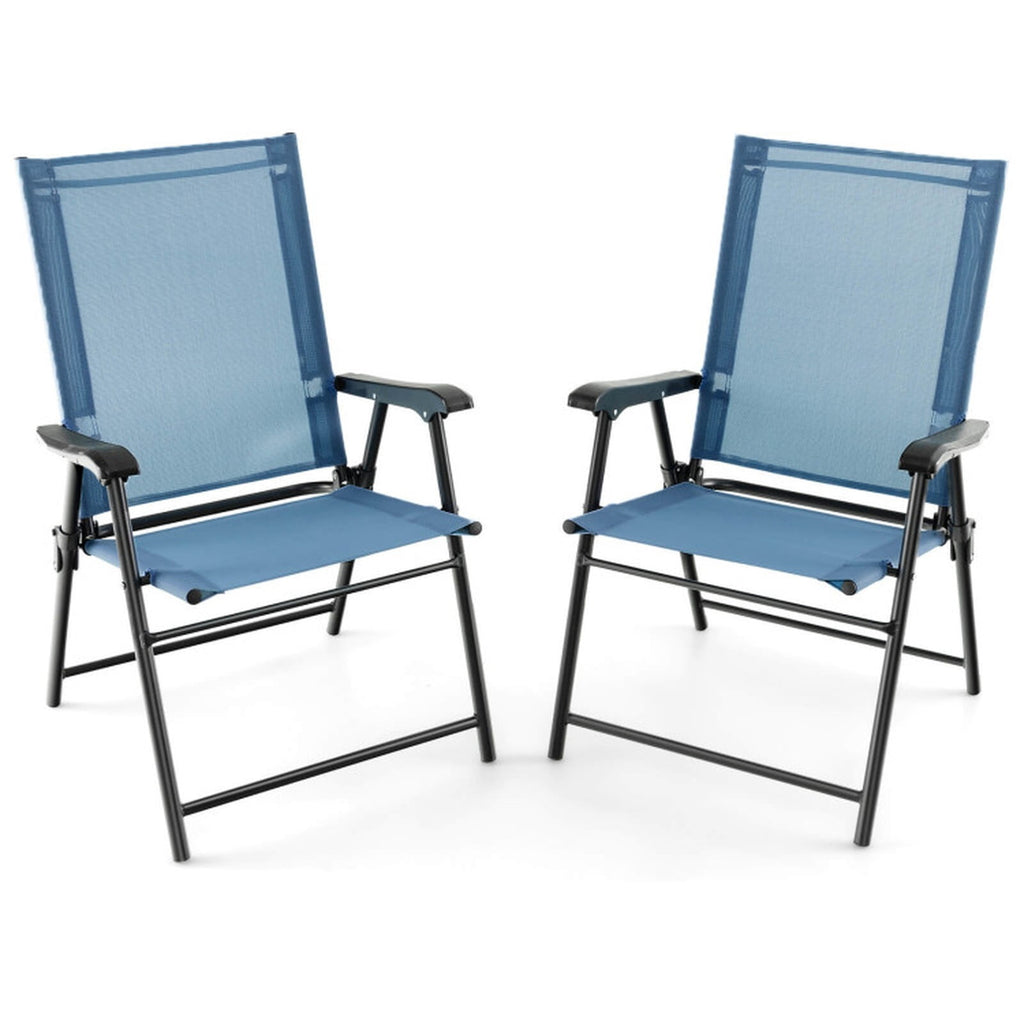 Biotree 2 Set of Patio Dining Chair with Armrests and Metal Frame Stackable Patio Chair for Garden BackyardBlue
