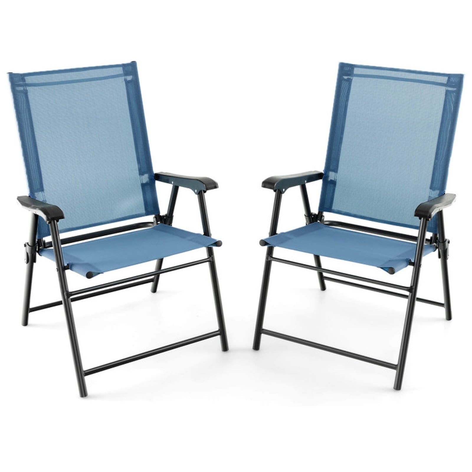 Biotree 2 Set of Patio Dining Chair with Armrests and Metal Frame Stackable Patio Chair for Garden BackyardBlue