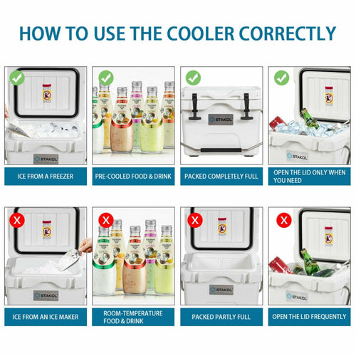Biotree 16 Quart 24 Can Capacity Portable Insulated Ice Cooler with 2 Cup Holders, White