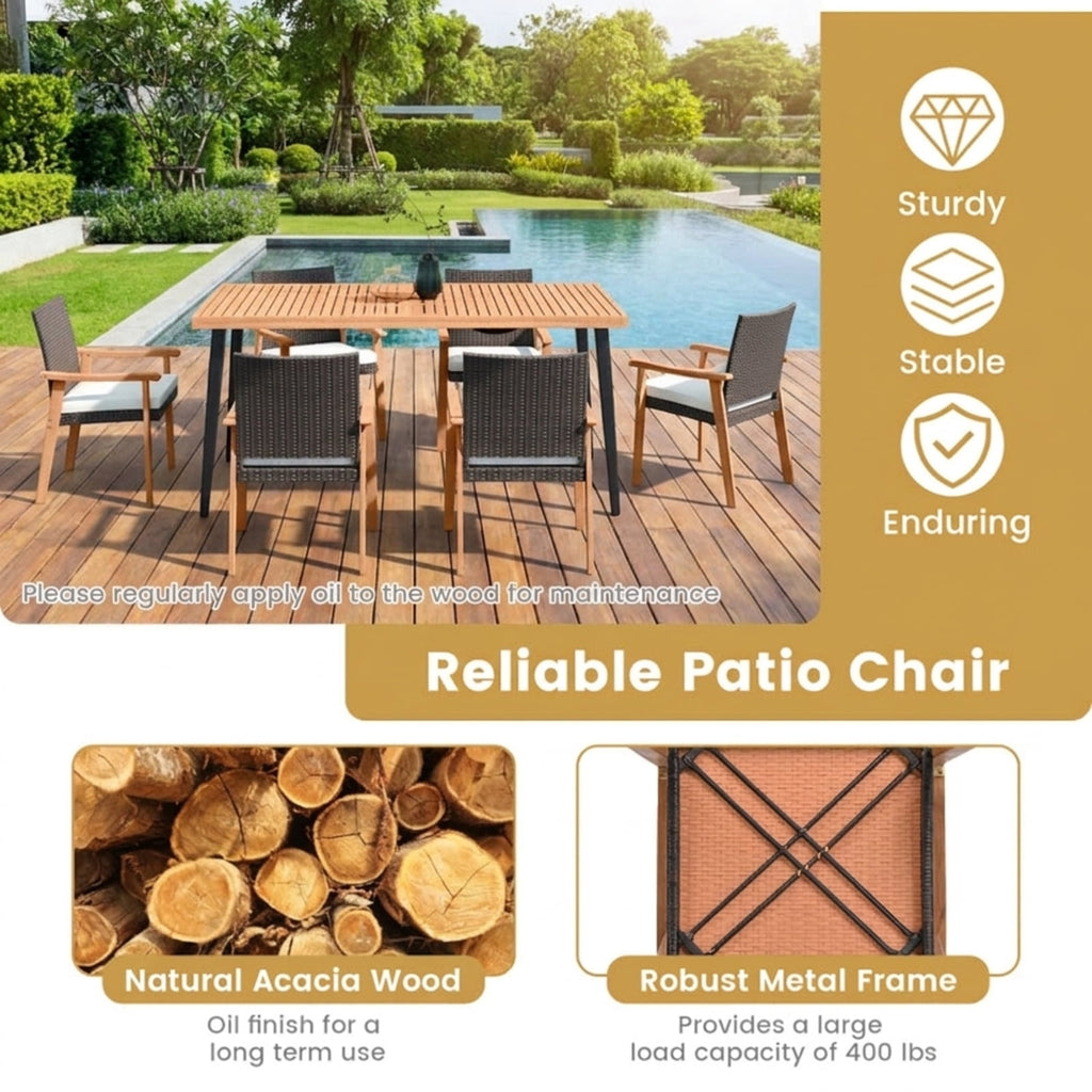 Biotree 2 Pcs Patio Chairs Outdoor Dining Chair with Armrest Stackable Patio Chair for Garden BackyardBeige