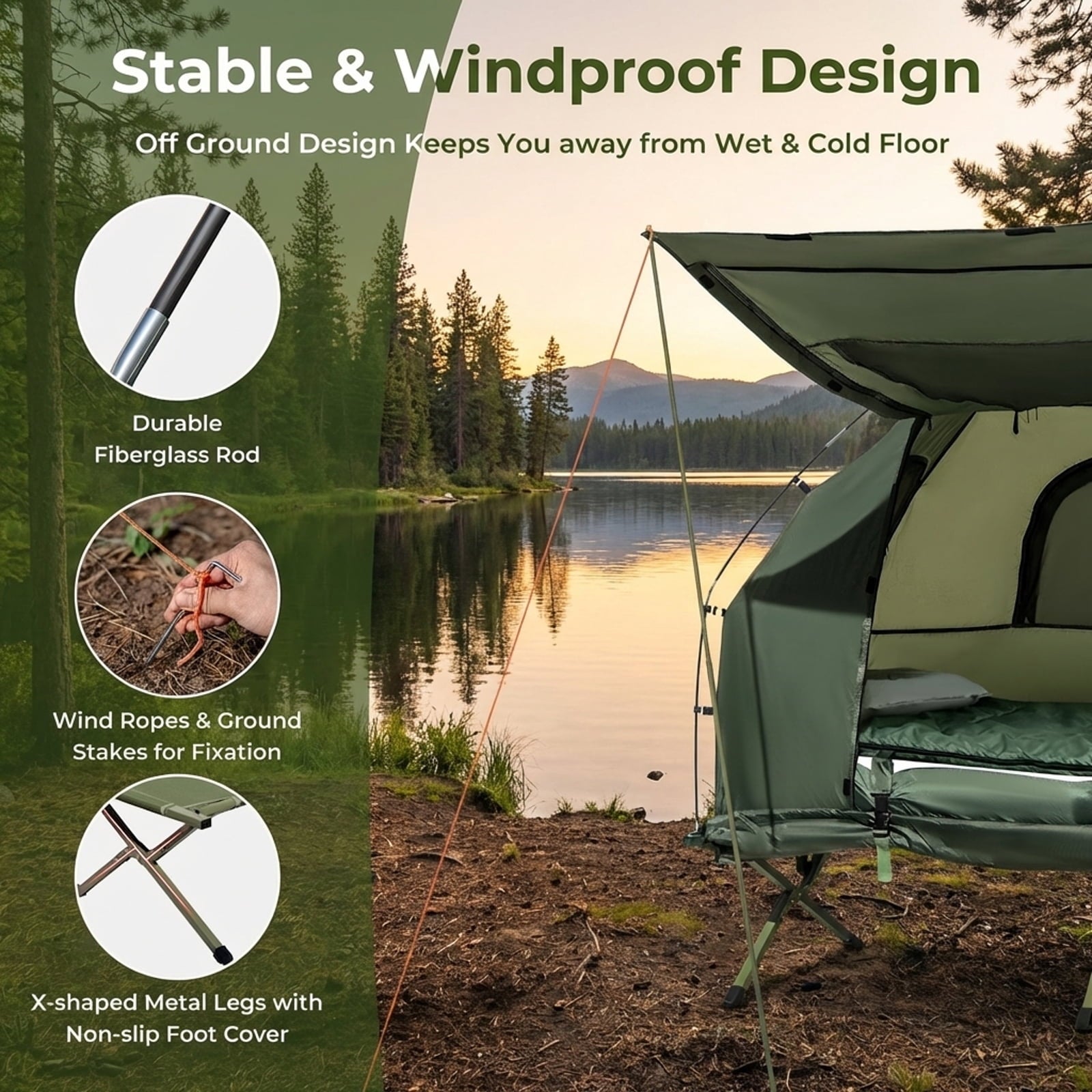 Biotree Camping Tent with Mesh Windows and Carrying Bag for Family Camping Hiking