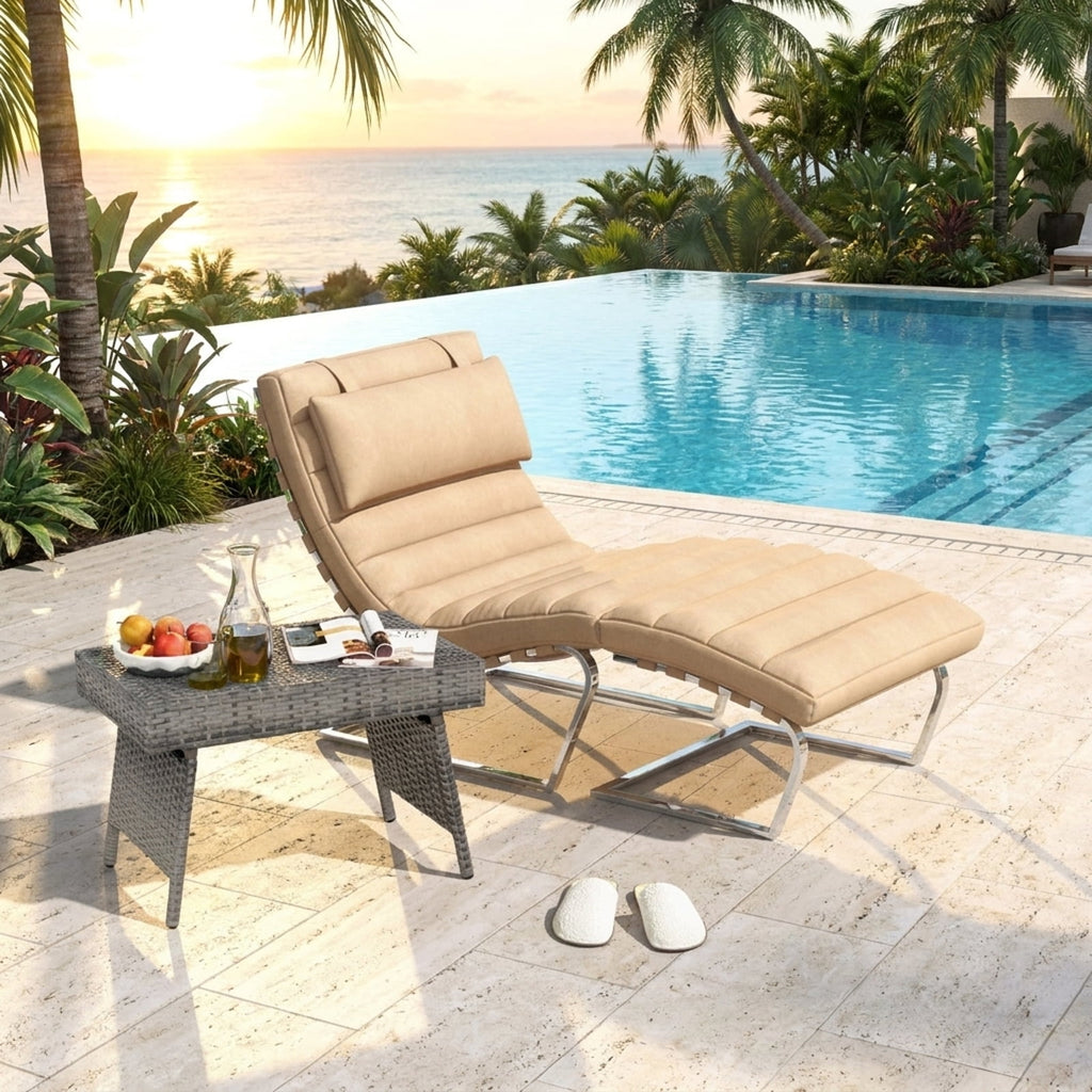 Biotree Folding PE Rattan Side Coffee Table Patio Garden Furniture, Gray