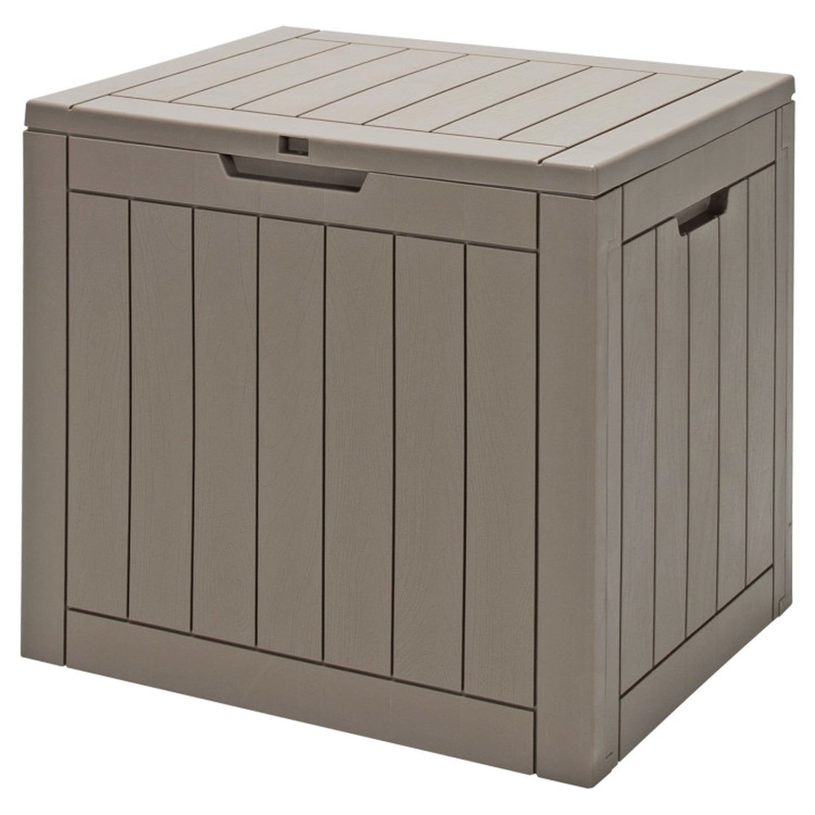 Biotree 30 Gallon Deck Box Storage Container Outdoor Patio Bench with Lid for Seating Tools Pool, Weatherproof PP Storage Box for Garden Backyard Deck Porch, Light Brown