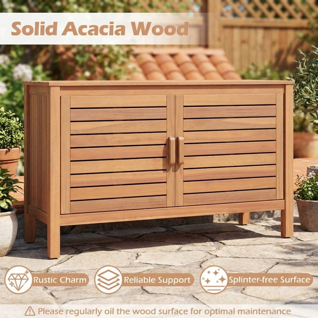 Biotree Patio Storage Cabinet 2 Outdoor Waterproof for Patio Deck Garden Cushions, Natural