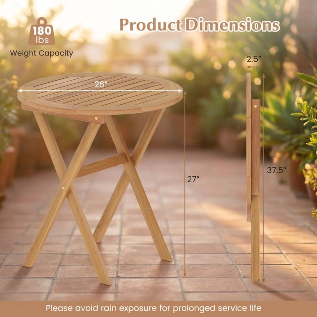 Biotree Outdoor Side Table with Slatted Tabletop and X-Shaped Structure, Natural