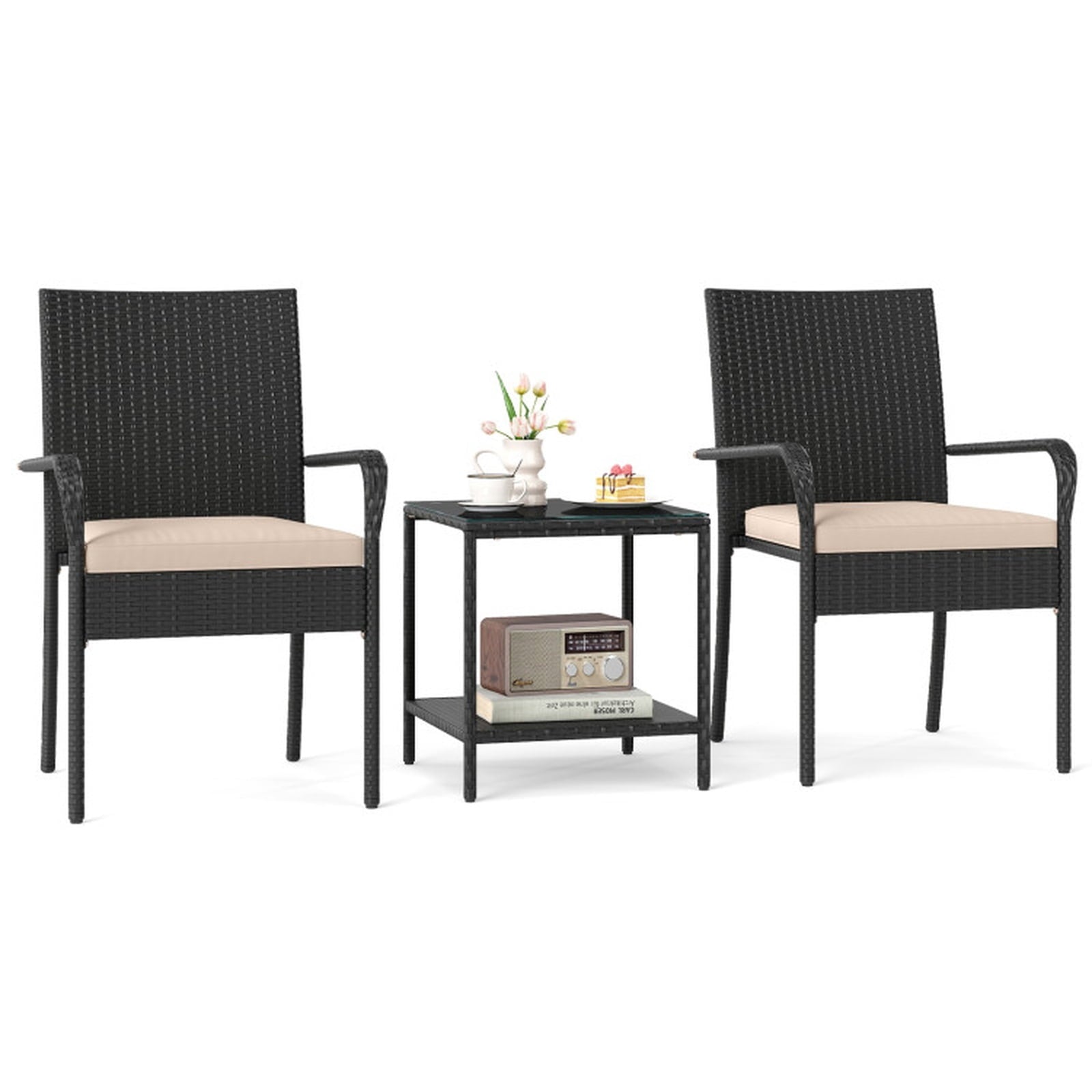Biotree Set of 1 Outdoor Acacia Wood Benches 2-3 People Backless Garden Front Benches with Metal Frame-1 PieceBrown