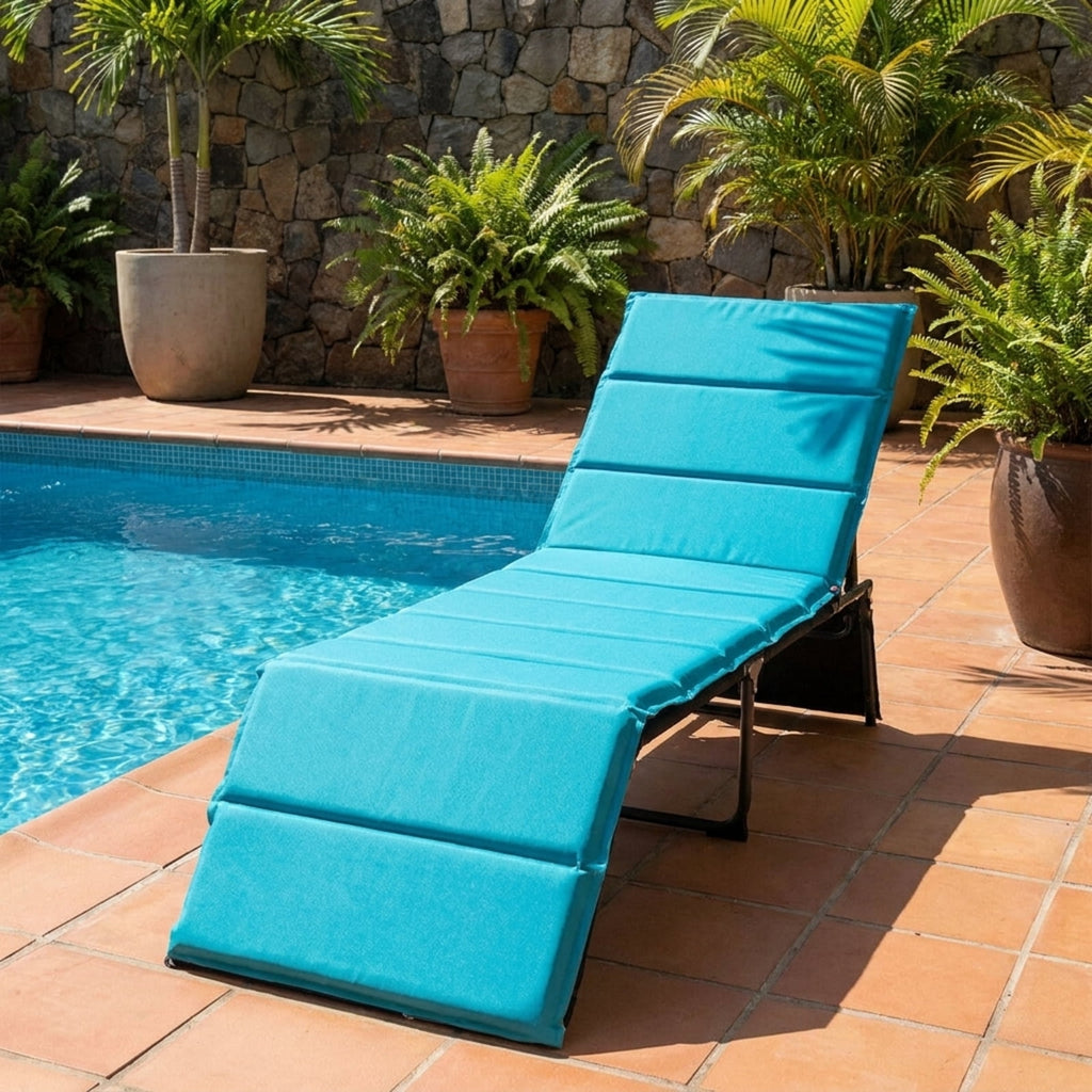 Biotree Patio Rattan Lounge Chair Back Adjustable Chaise Recliner with Cushioned Stackable Patio Chair for Garden BackyardTurquoise