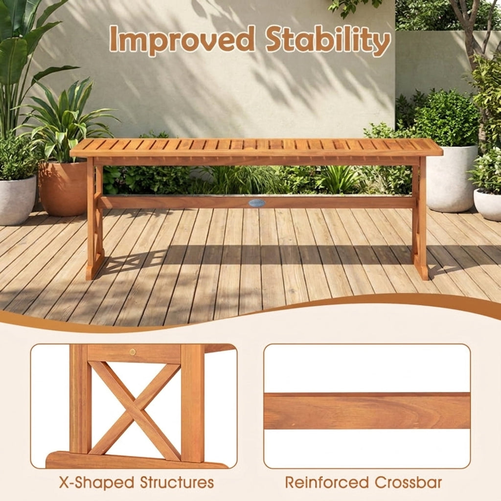 Biotree 51 Inches Outdoor Acacia Wood Bench with Slatted Seat and 800 Lbs Weight Capacity-1 PieceNatural