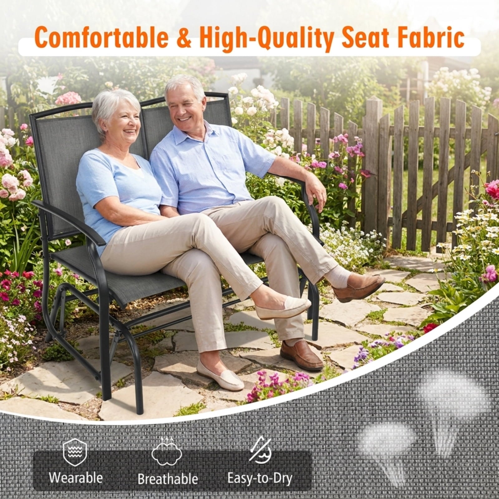 Biotree Iron Patio Rocking Chair for Outdoor Backyard and Lawn Stackable Patio Chair for Garden BackyardGray