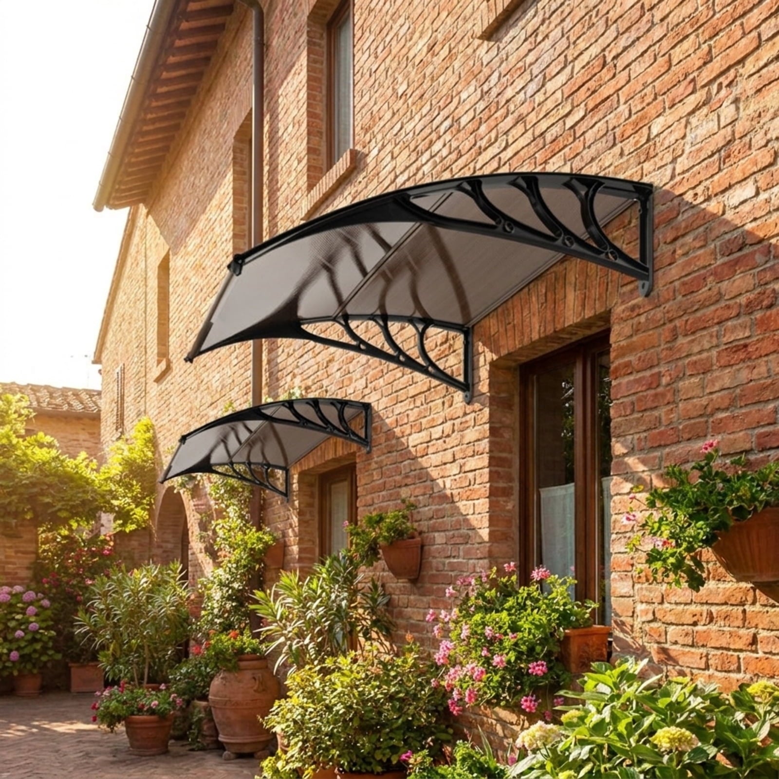 Biotree Outdoor Front Door Patio Overhang Awning for Sunlight Rain Snow Wind Protection-40 x 40 Inch for Patio Deck Door Window Sun Rain Protection, Coffee