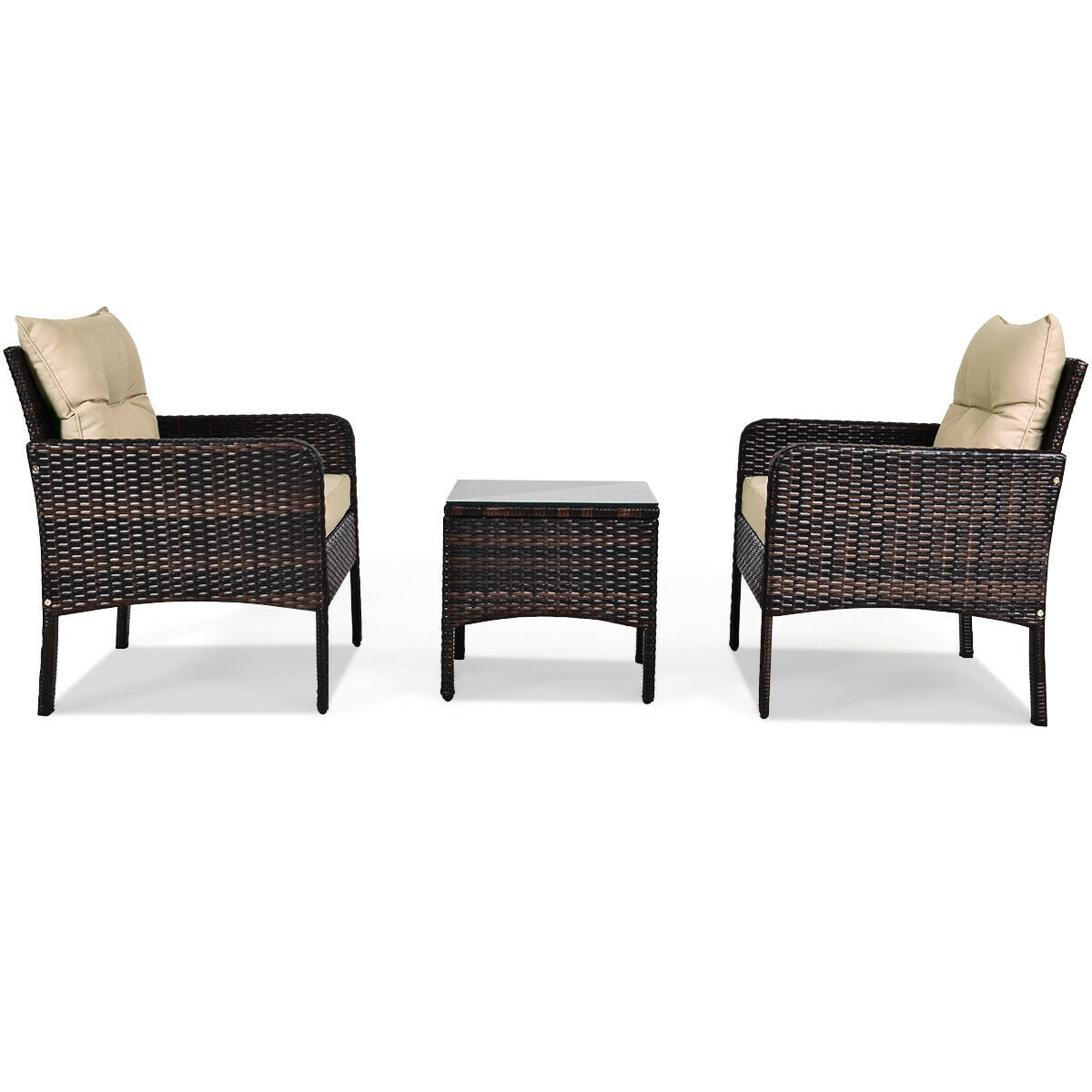 Biotree 3-Piece Patio Rattan Conversation Set-Beige
