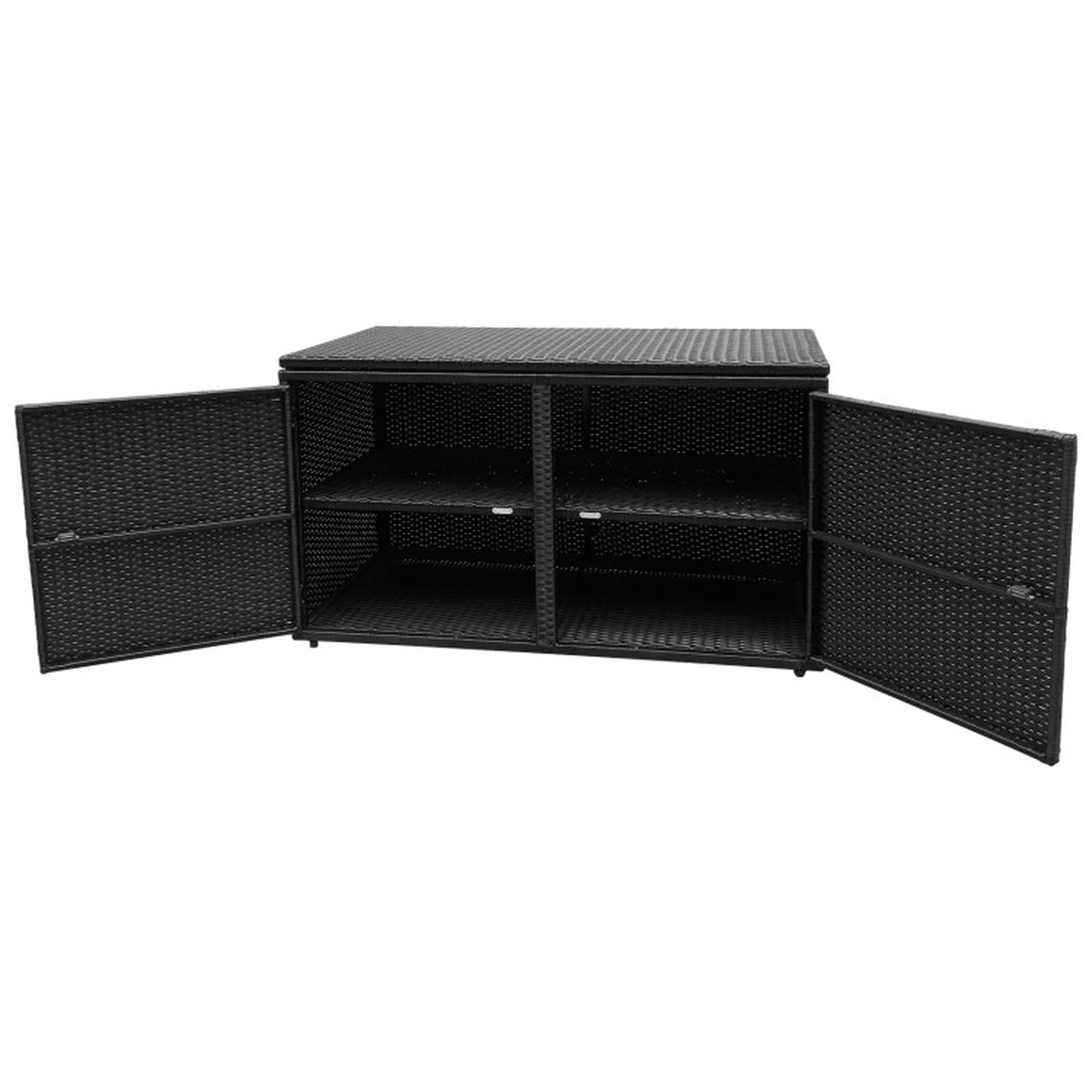 Biotree 88 Gallon Garden Patio Rattan Storage Container Box Outdoor Waterproof for Patio Deck Garden Cushions, Black